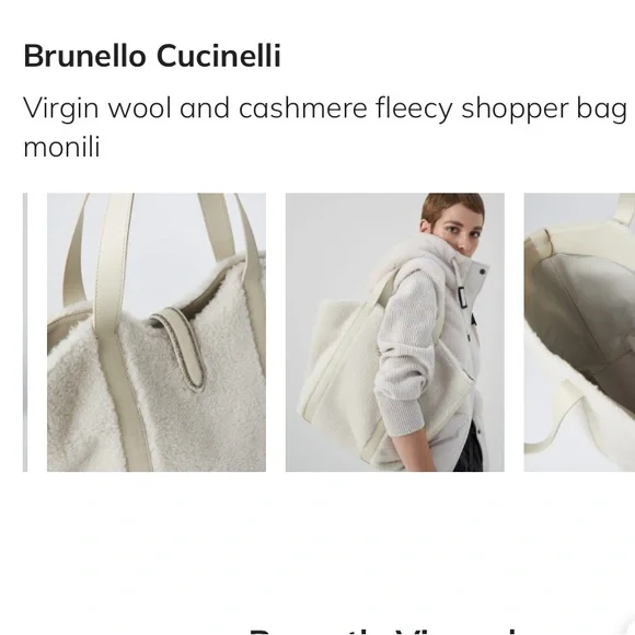 NWT 2PC Set Shopper Bad Monili Italy Wool Cashmere Fleecy Fur effect beige - Picture 9 of 12